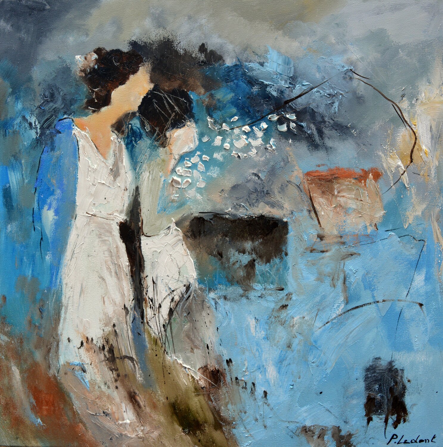 Two  women  in  the  wind Pol Ledent Original painting for sale