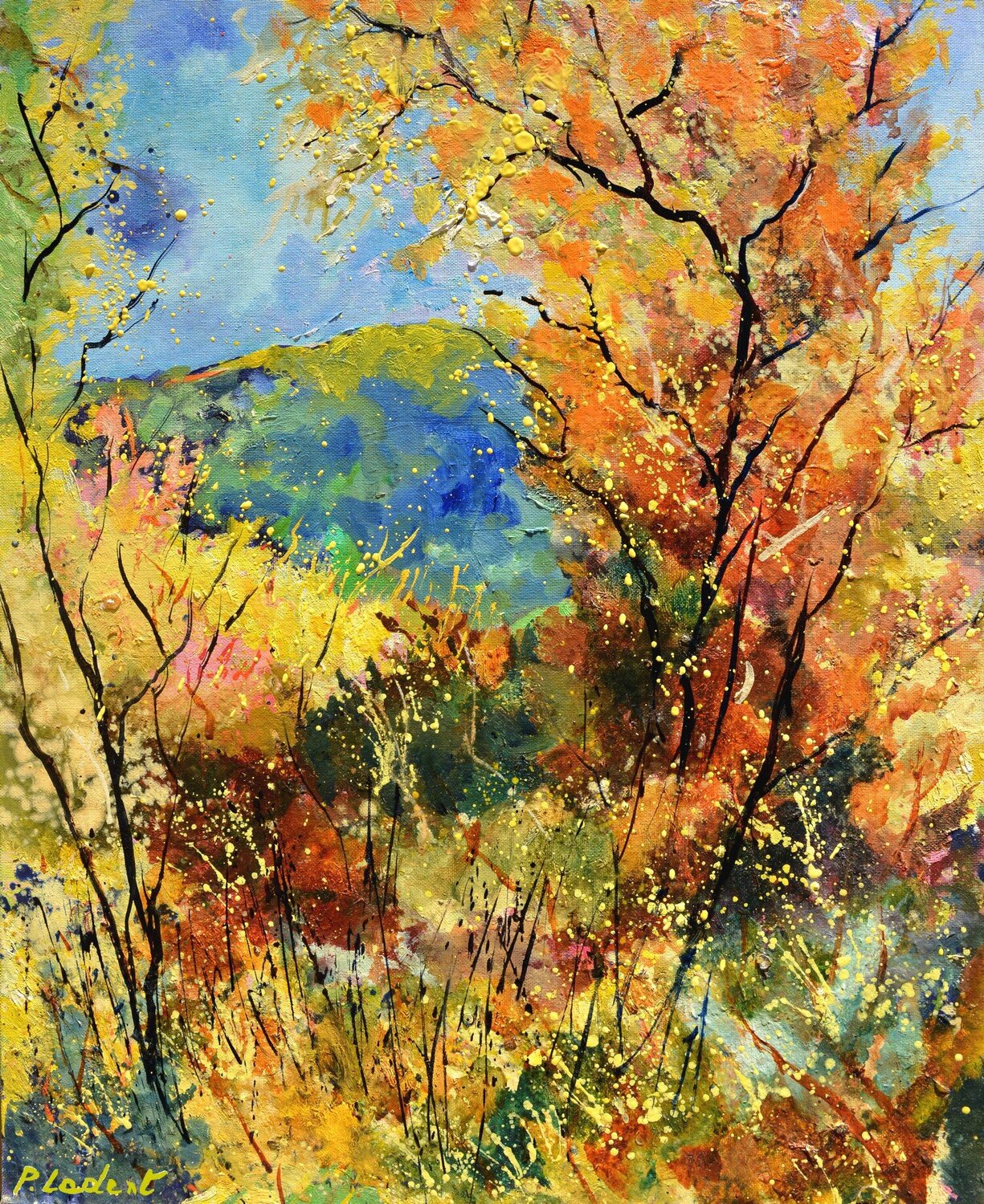 Colourful  Autumn landscape Pol Ledent Original painting for sale