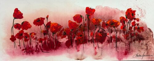 Amapolas de Fuego by Claudia Lucini, Painting for Sale on Select