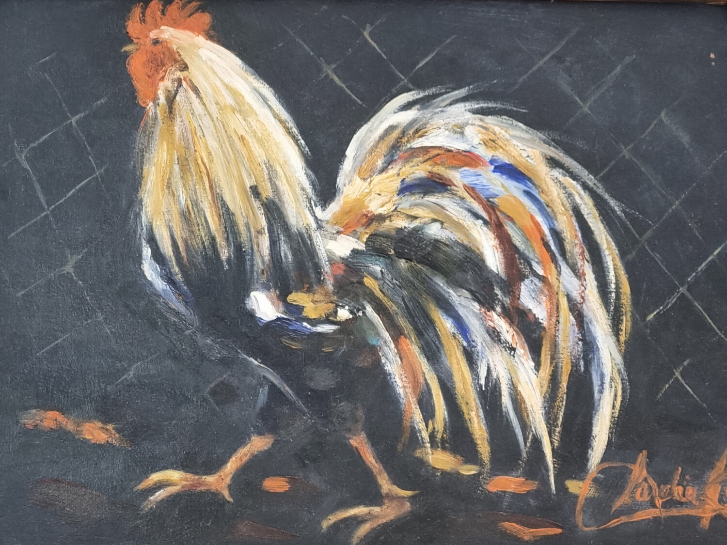 Gallo Negro Claudia Lucini Original painting for sale