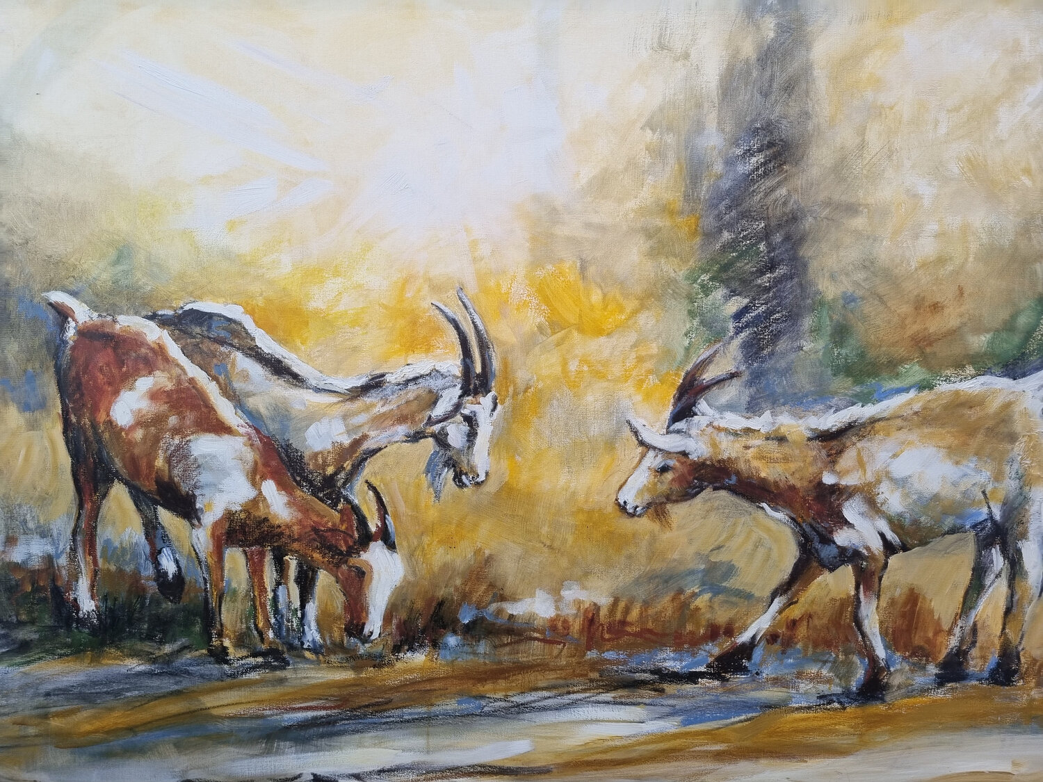 Cabras Coloridas Claudia Lucini Original painting for sale