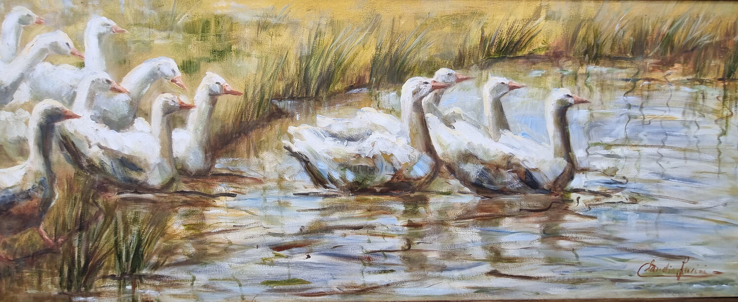 Al Agua Gansos Claudia Lucini Original painting for sale