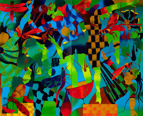 Das menschliche Streben nach Glück  /  Das Bild ist zweiteilig by Said Tiraei, Painting for Sale on Select