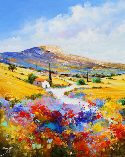 Fleurs sur le chemin by Eric Bruni, Painting for Sale on Select