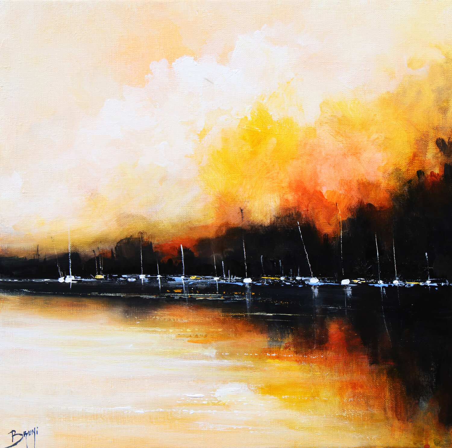 Reflets sur la mer Eric Bruni Original painting for sale
