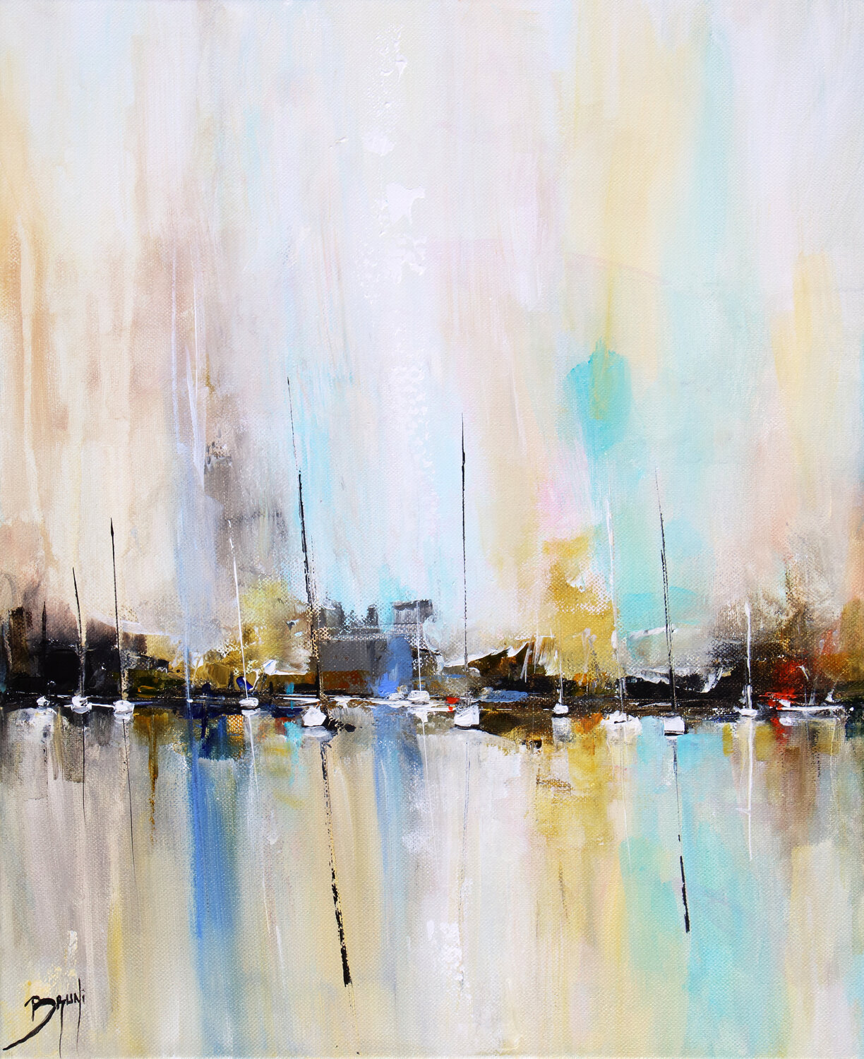 Le long de la digue Eric Bruni Original painting for sale