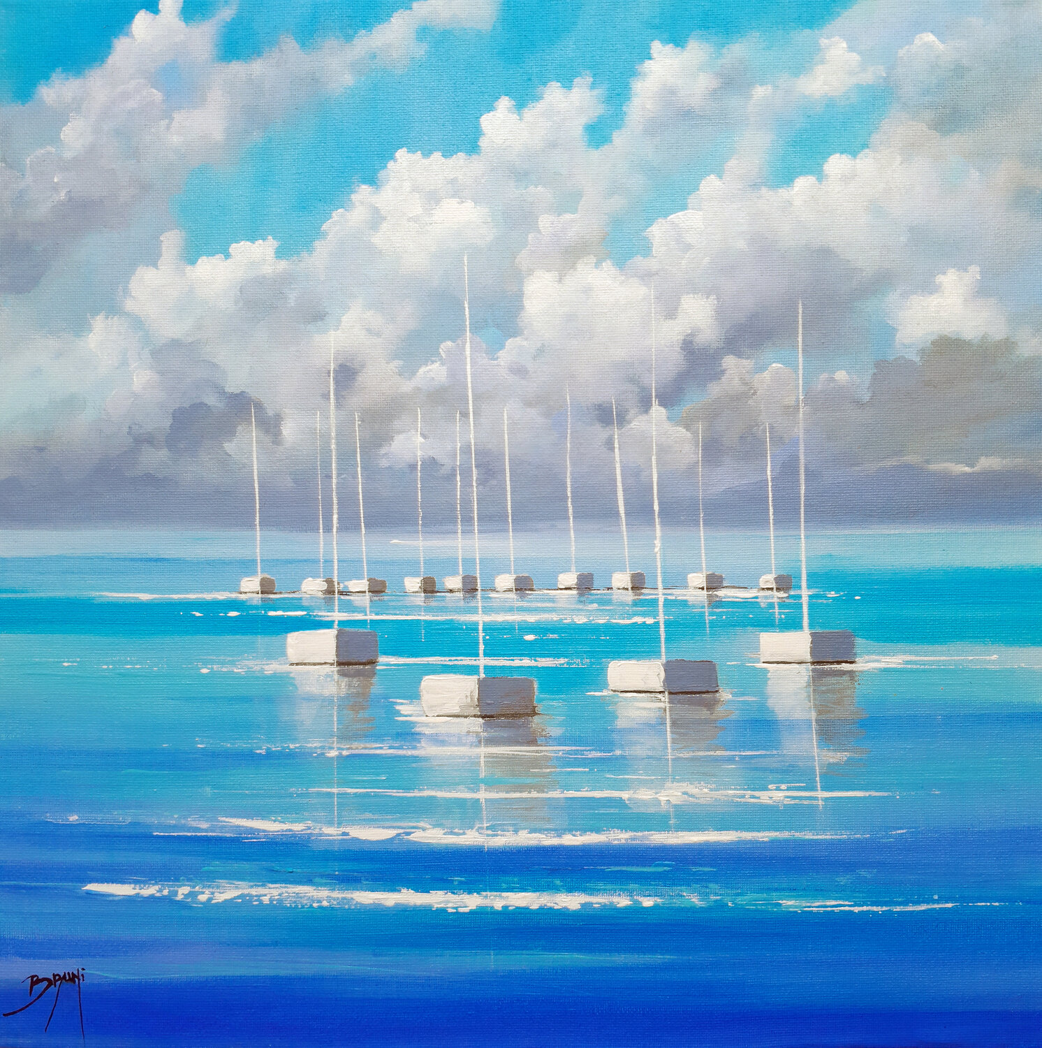 Halte marine Eric Bruni Original painting for sale