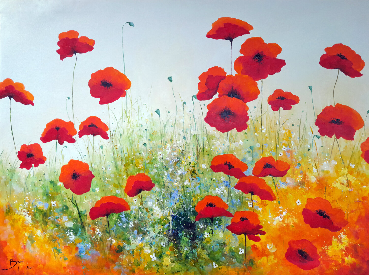 Ode aux coquelicots Eric Bruni Original painting for sale