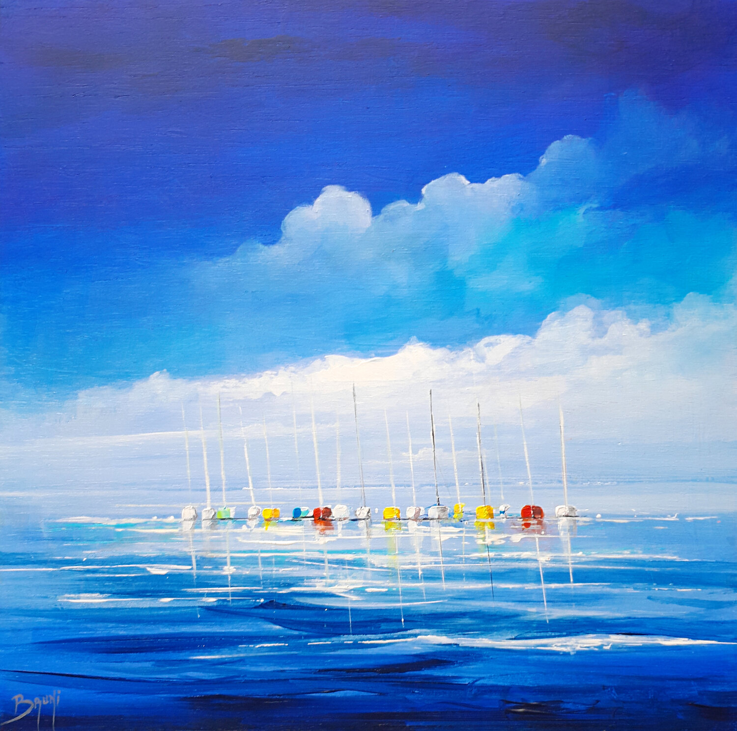 L'attente des mâts Eric Bruni Original painting for sale