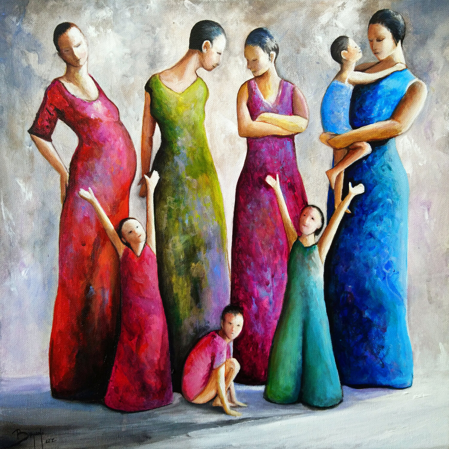Bonheur maternel Eric Bruni Original painting for sale