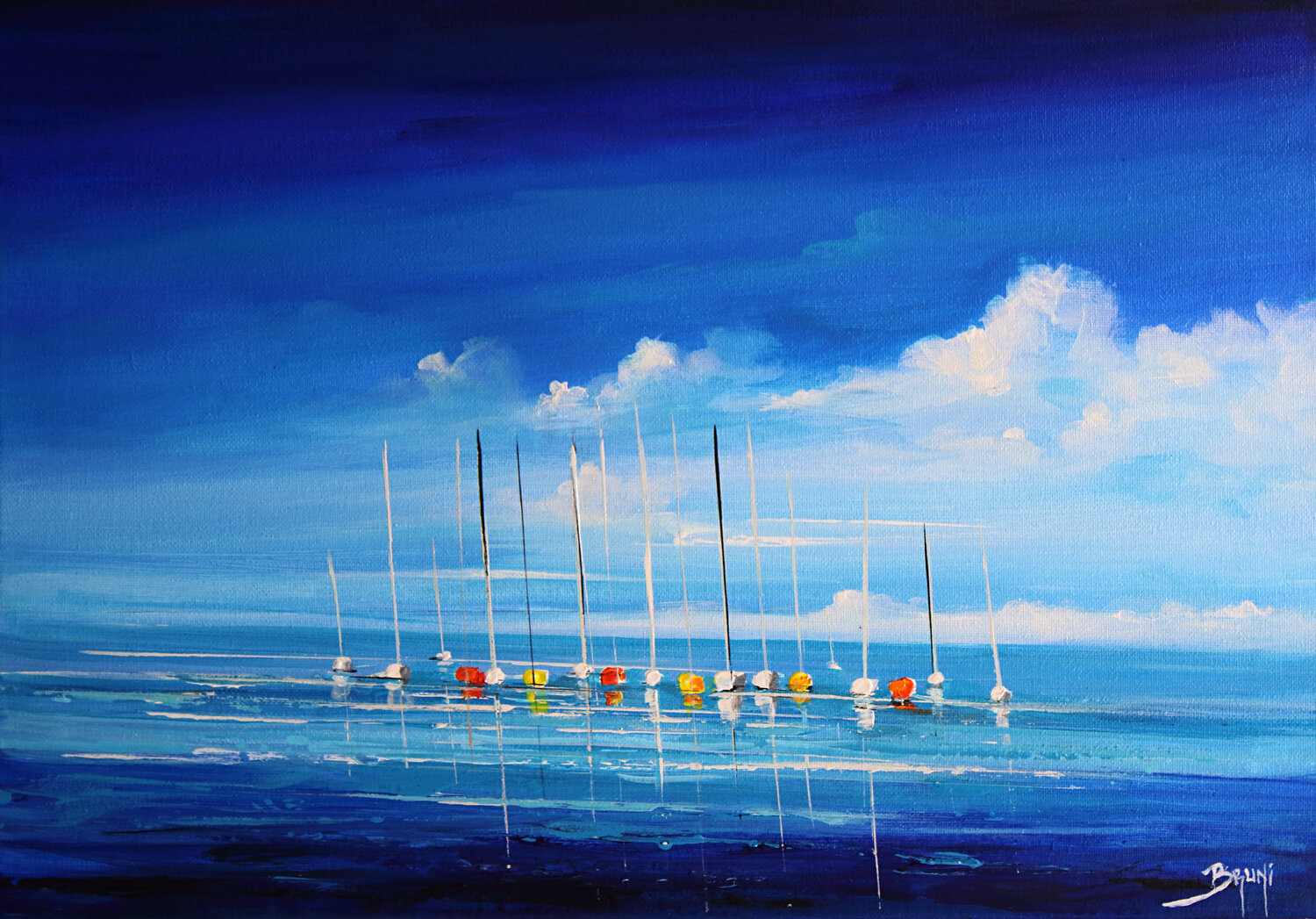 Partitions Bleues Eric Bruni Original painting for sale