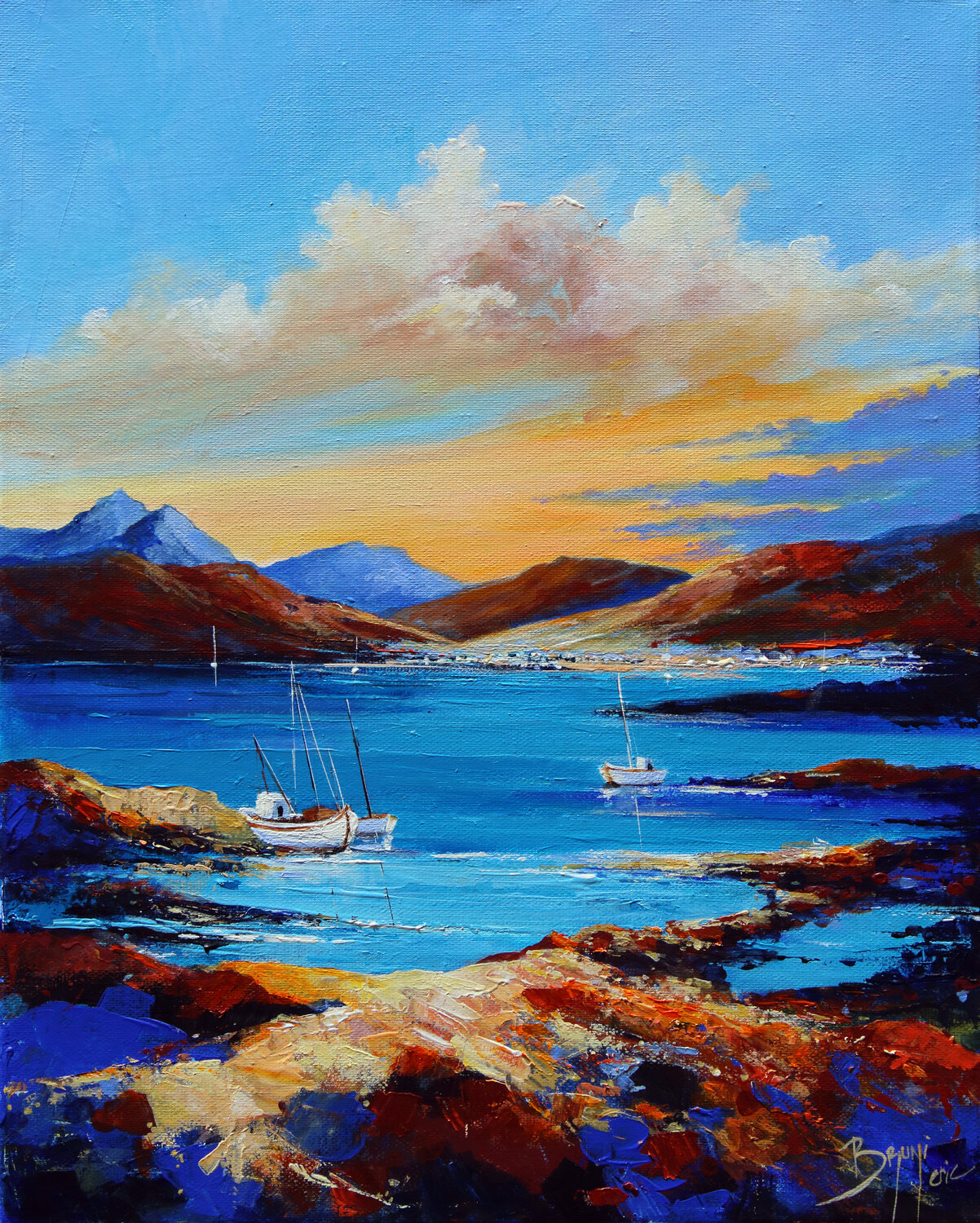 La Crique aux Éclats d'Ocre Eric Bruni Original painting for sale