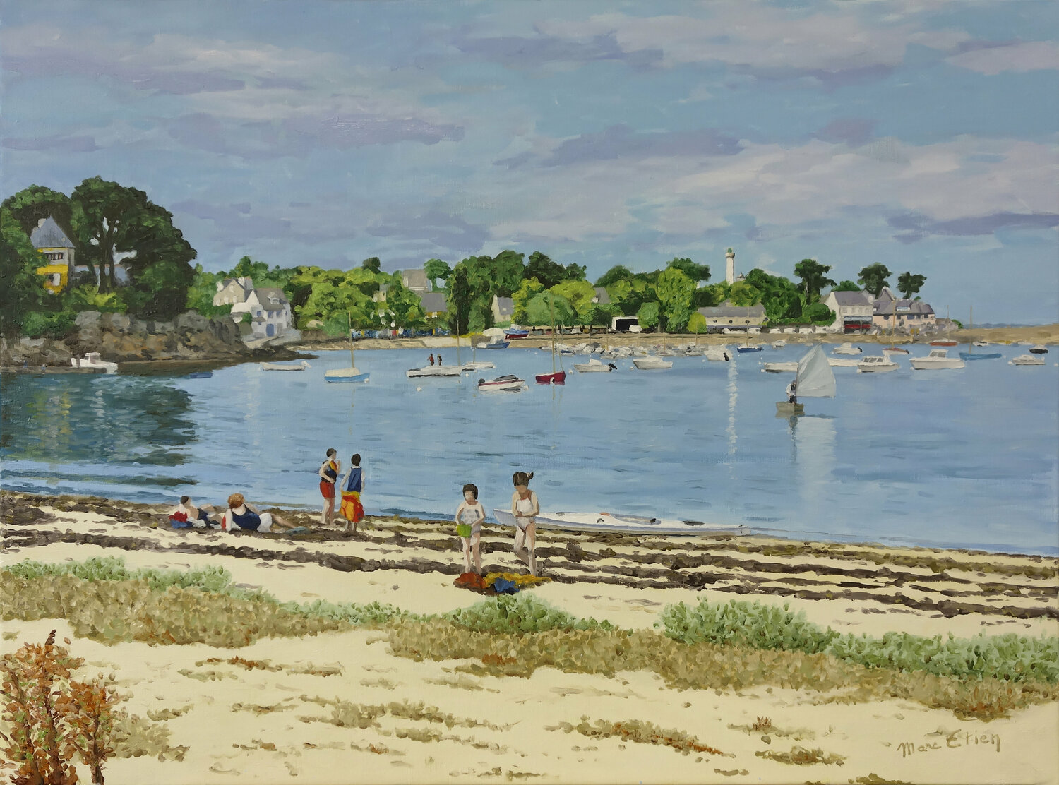 Arzon, plage de Port Navalo Marc Etien Original painting for sale