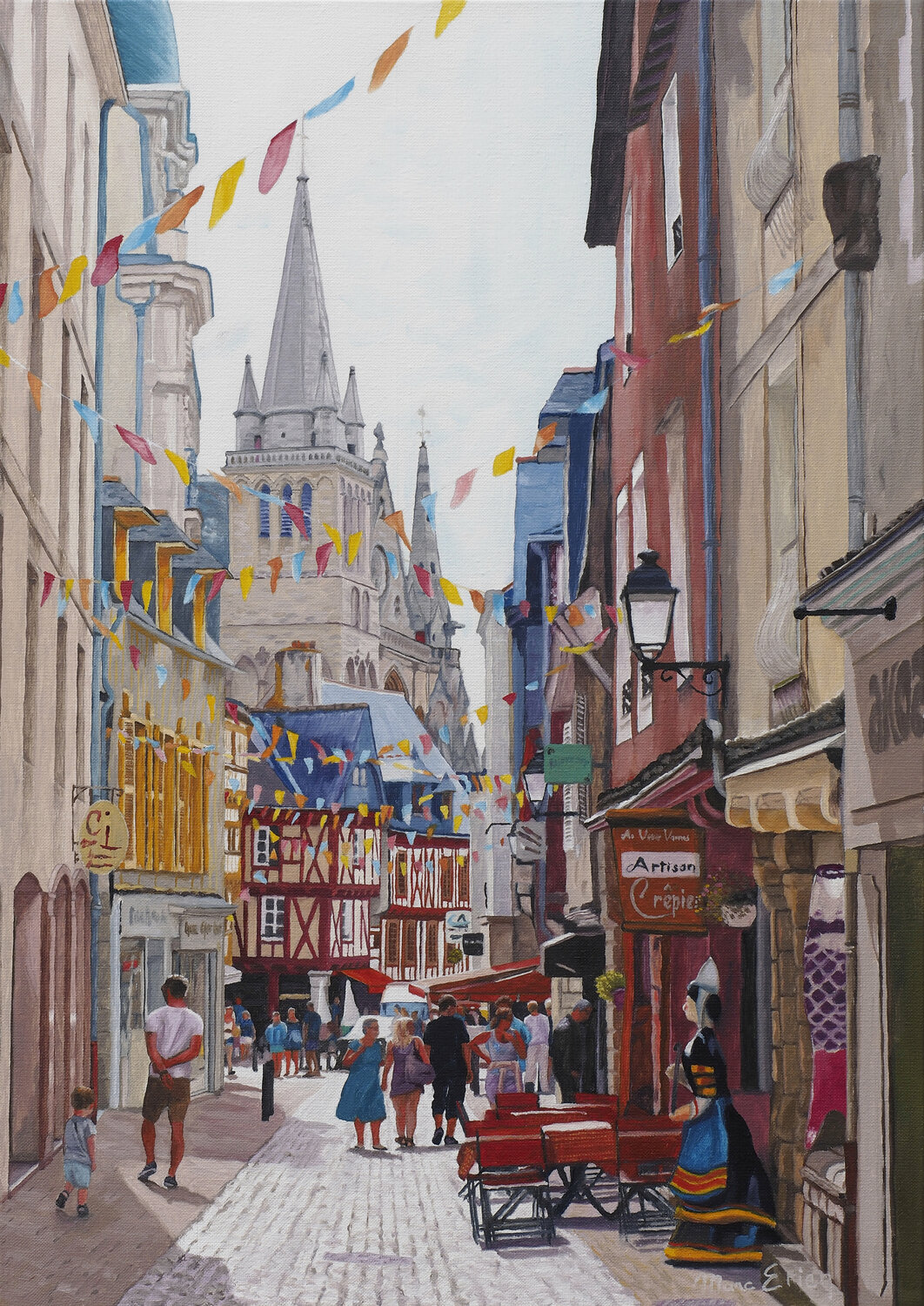 Vannes, rue piétonne Marc Etien Original painting for sale