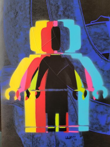 Multi Lego Bleu Noir Texturé by Wawapod, Painting for Sale on Select