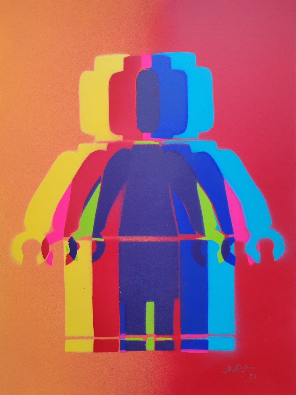 Multi Lego Orange Rouge Wawapod Original painting for sale
