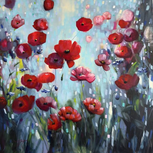 Poppies Land 12 by Sandra Gebhardt-Höpfner, Painting for Sale on Select