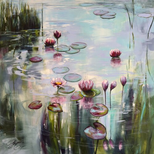 My Love For Water Lilies 9 by Sandra Gebhardt-Höpfner, Painting for Sale on Select