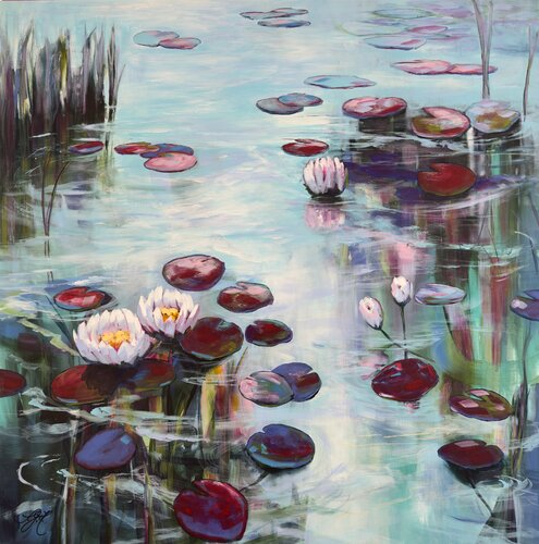 My Love For Water Lilies 10 by Sandra Gebhardt-Höpfner, Painting for Sale on Select