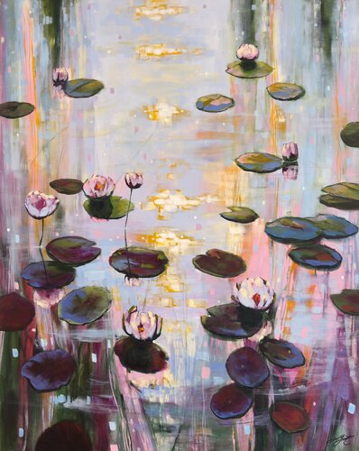 Love The Light With Water Lilies 4 by Sandra Gebhardt-Höpfner, Painting for Sale on Select