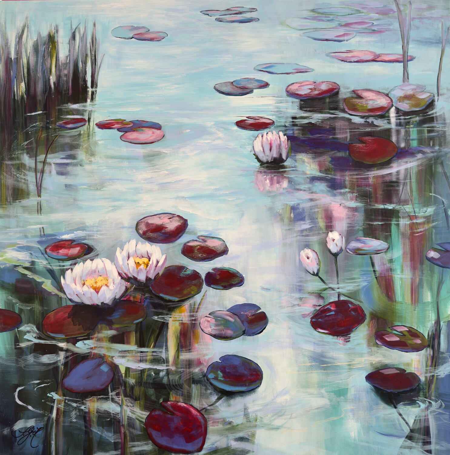 My Love For Water Lilies 10 Sandra Gebhardt-Höpfner Original painting for sale