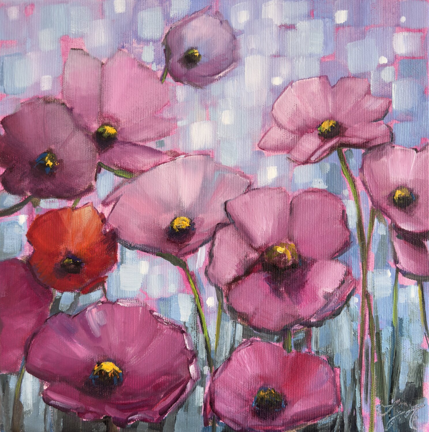 Poppies All Over 1 Sandra Gebhardt-Höpfner Original painting for sale