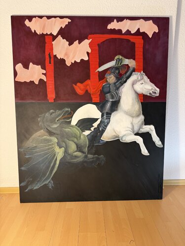 Ieva Aleksandrović – St. George and the Dragon. Vilnius Lithuania by Brüder Peter & Arkadi Martyniuk, Painting for Sale on Select