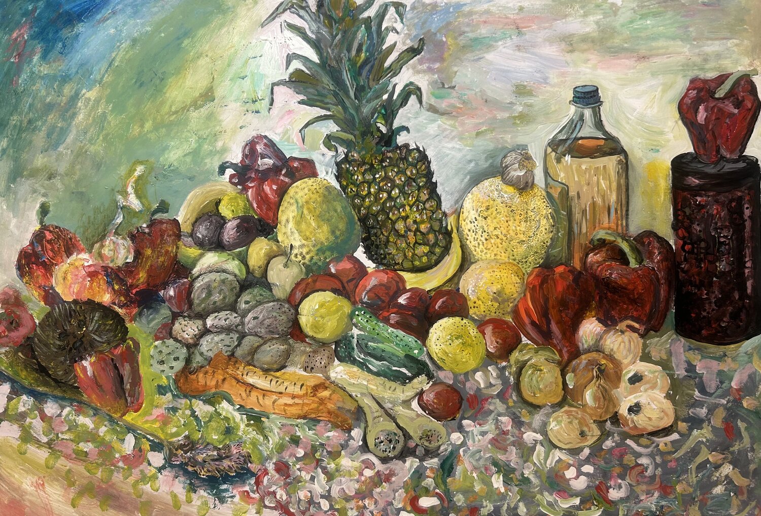 Средиземноморский натюрморт с ананасом Brüder Peter & Arkadi Martyniuk Original painting for sale