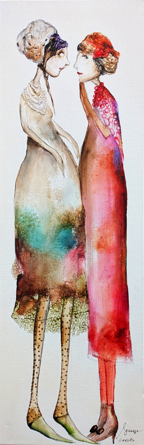 Mesdames   Santa et Lucia Sniege Original painting for sale