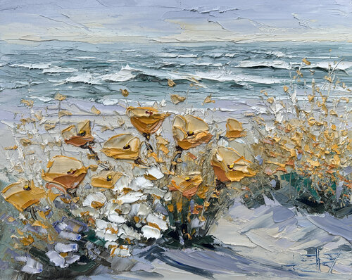 Coastal California Poppies by Lisa Elley, Painting for Sale on Select