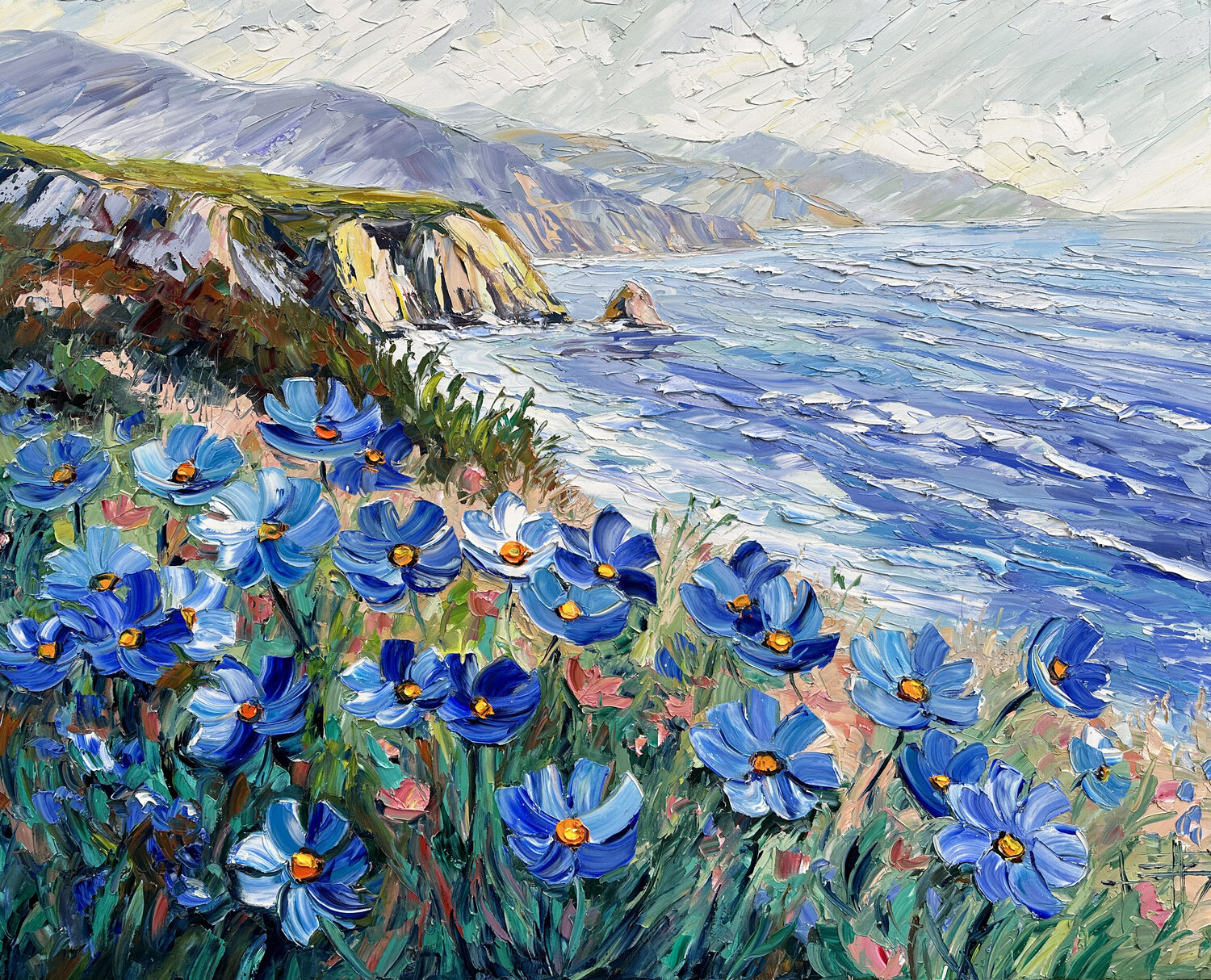 Blue Ocean Reverie Lisa Elley Original painting for sale