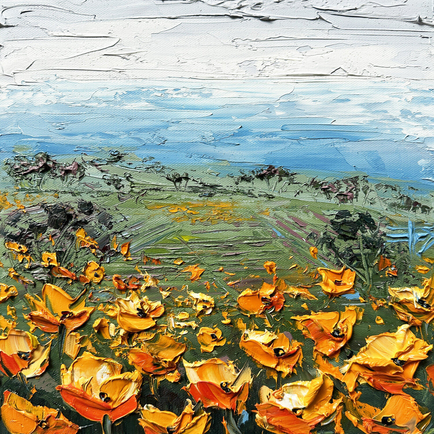 Poppies in the Bay Lisa Elley Original painting for sale