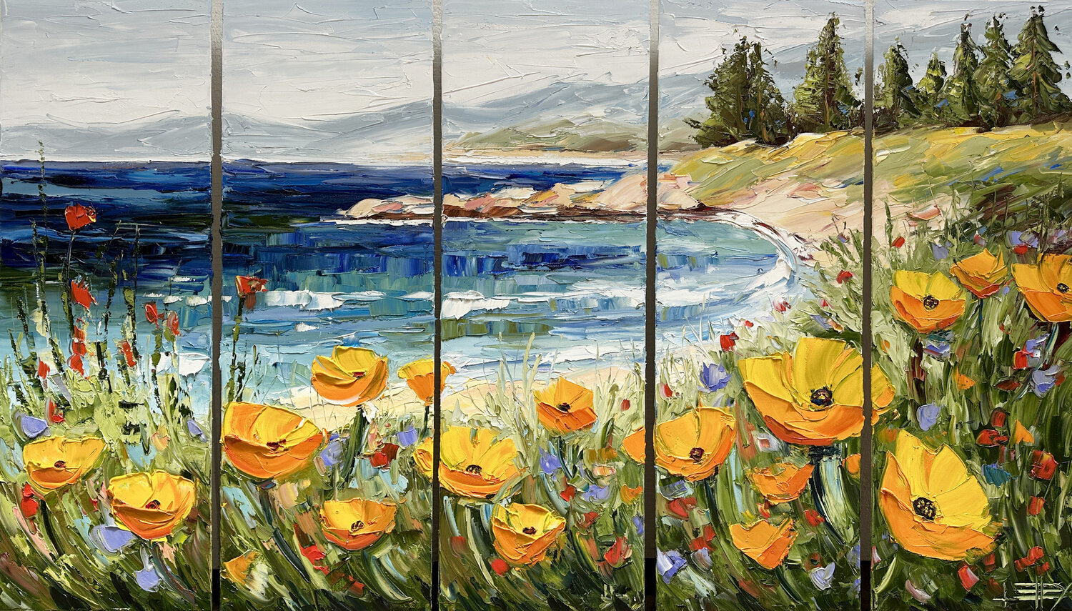 When the Coast Bloomed Wide Open Lisa Elley Original painting for sale