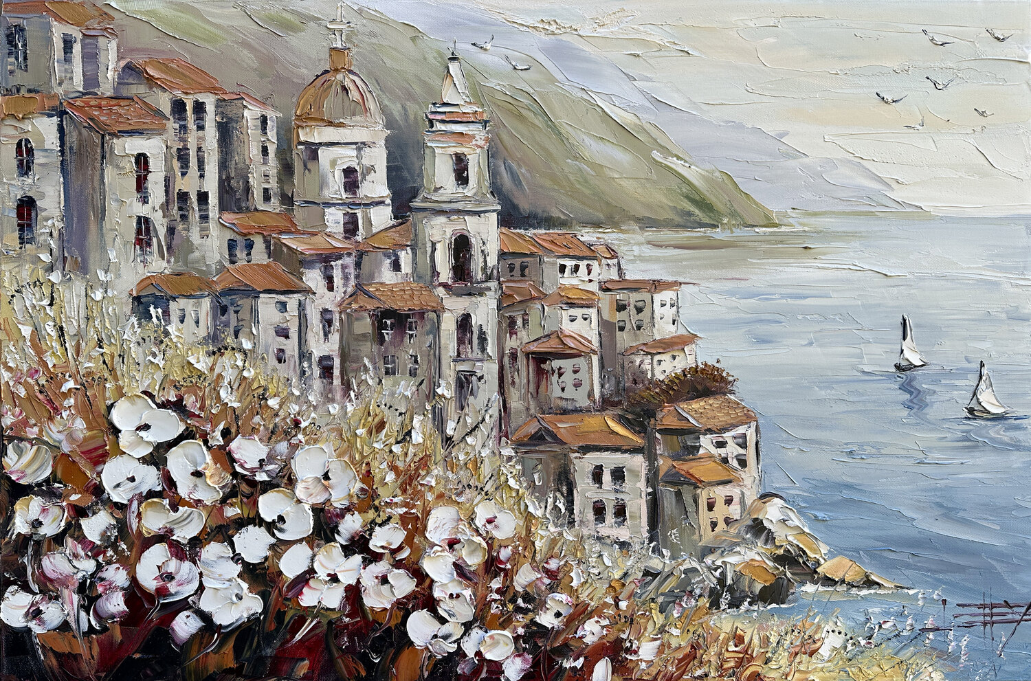 Crowned by Coastal Light Lisa Elley Original painting for sale