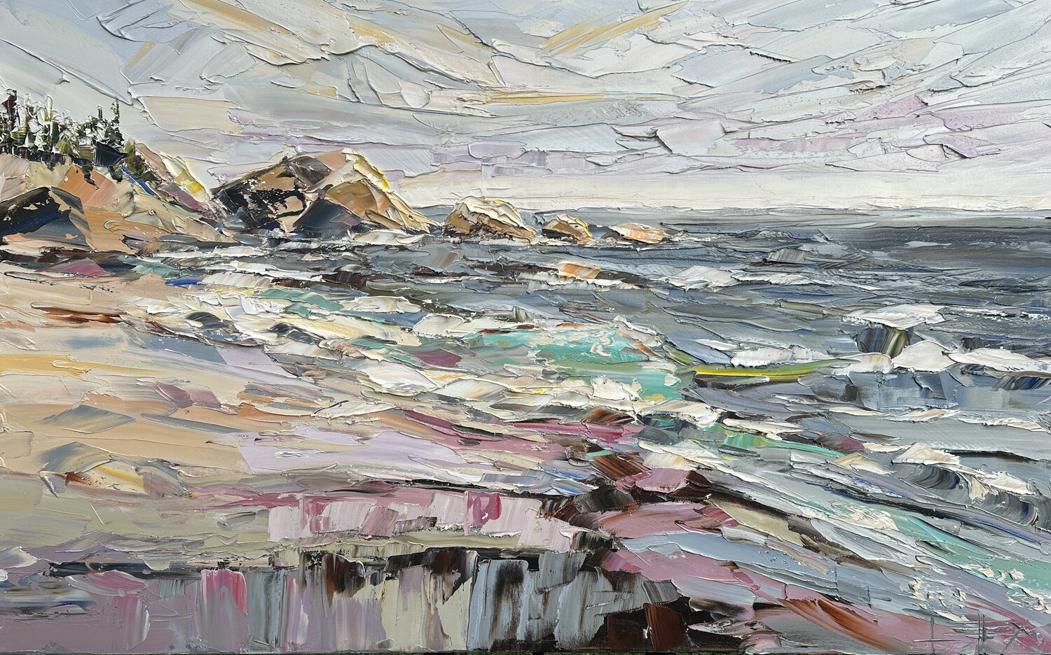 Sea and Stone Lisa Elley Original painting for sale