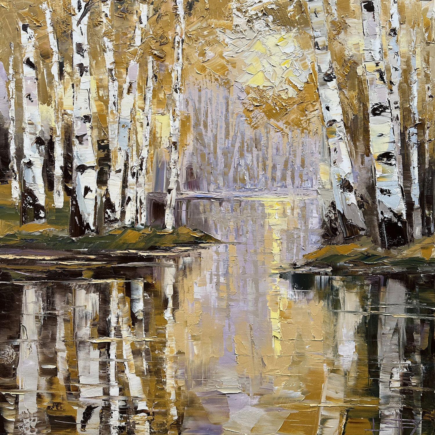 Golden Stillness Lisa Elley Originalgemälde zu verkaufen