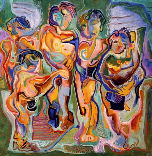 130-Las cinco Gracias by Carlos Montoya, Painting for Sale on Select
