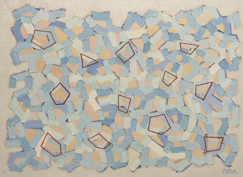 Poligonal Azul sobre cálido by Carlos Montoya, Painting for Sale on Select
