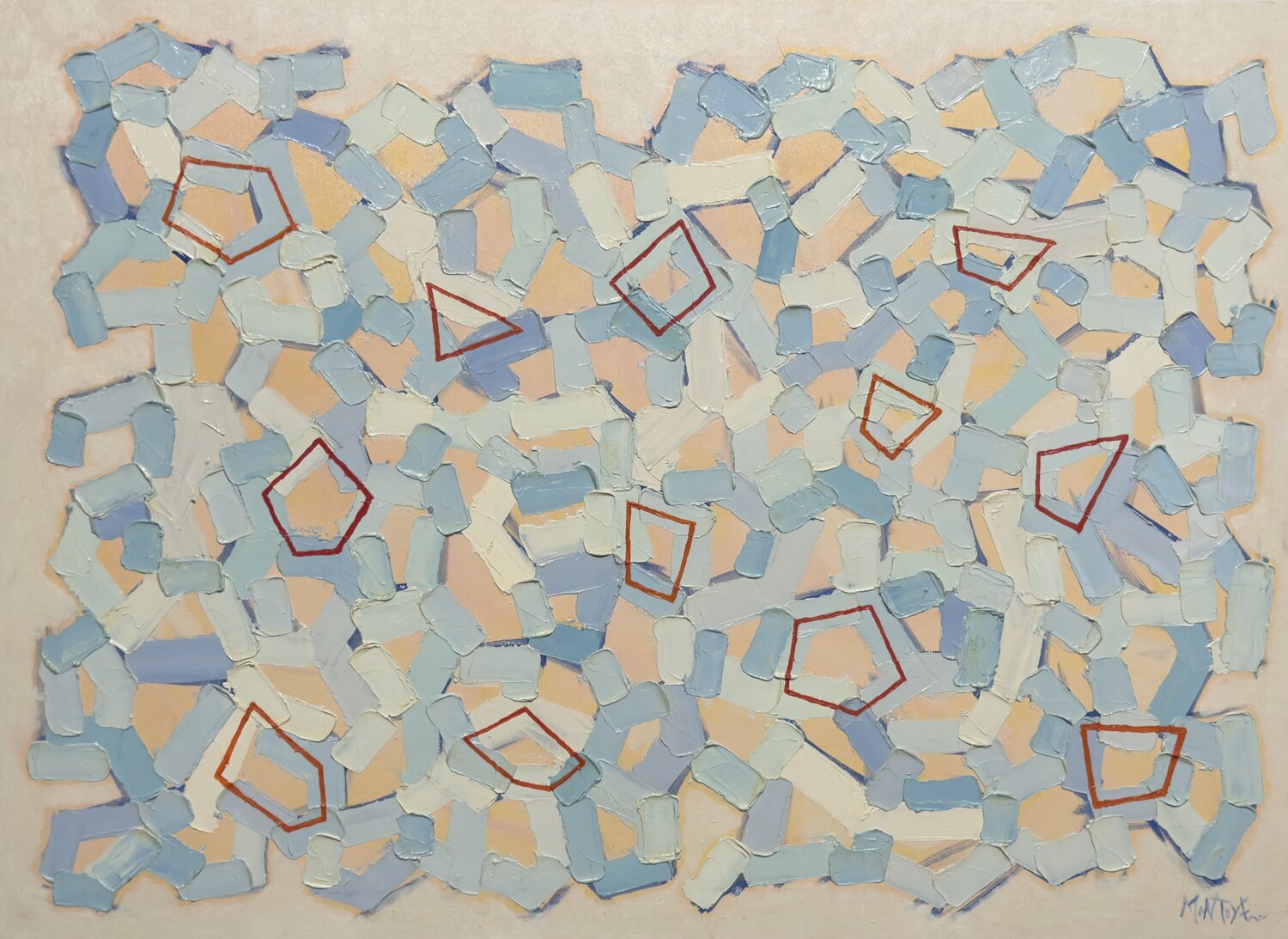 Poligonal Azul sobre cálido Carlos Montoya Original painting for sale