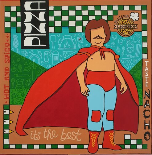 Pizza box Nacho Libre by Suzanne Domenech, Painting for Sale on Select