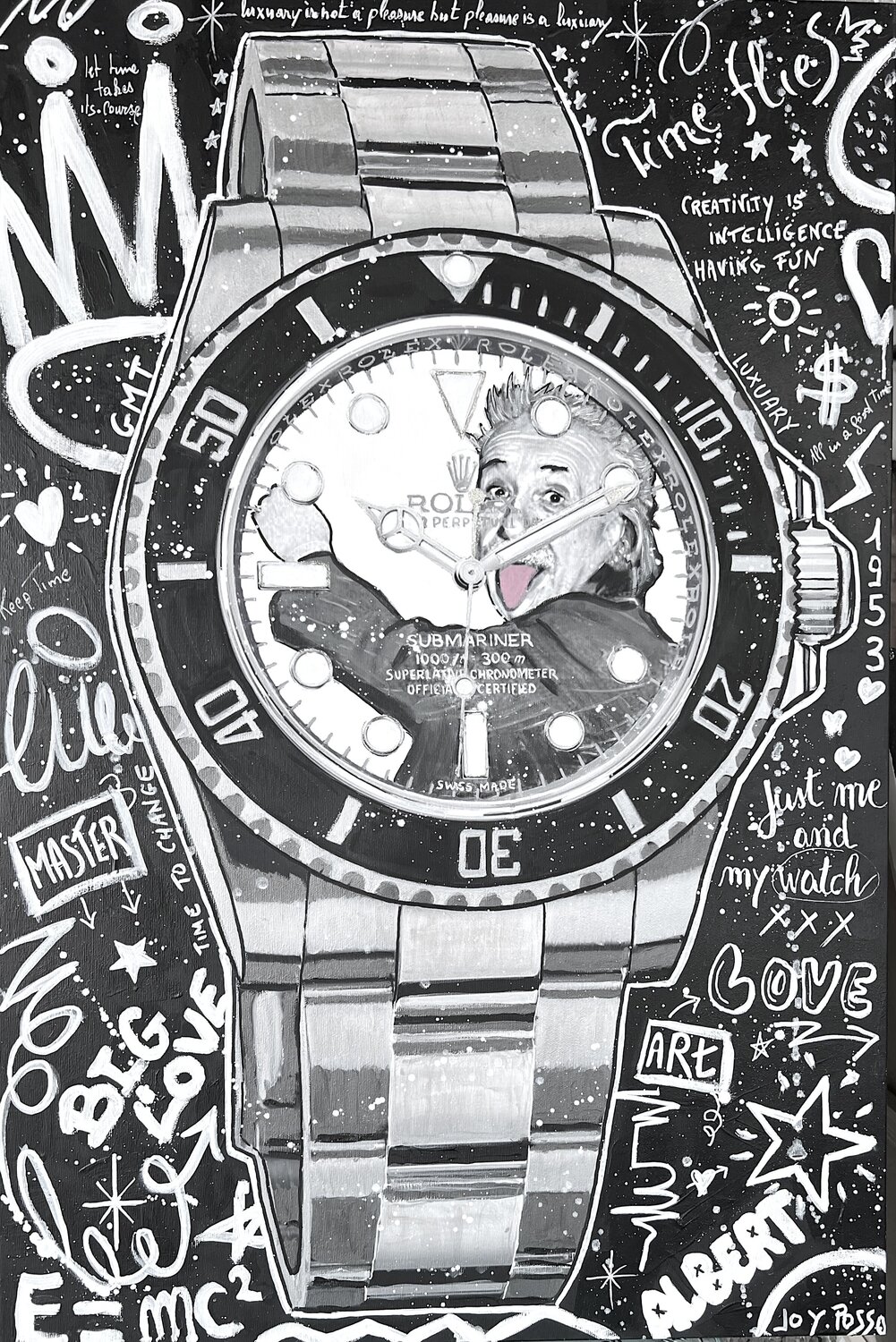 Rolex Einstein jo y posso Original painting for sale