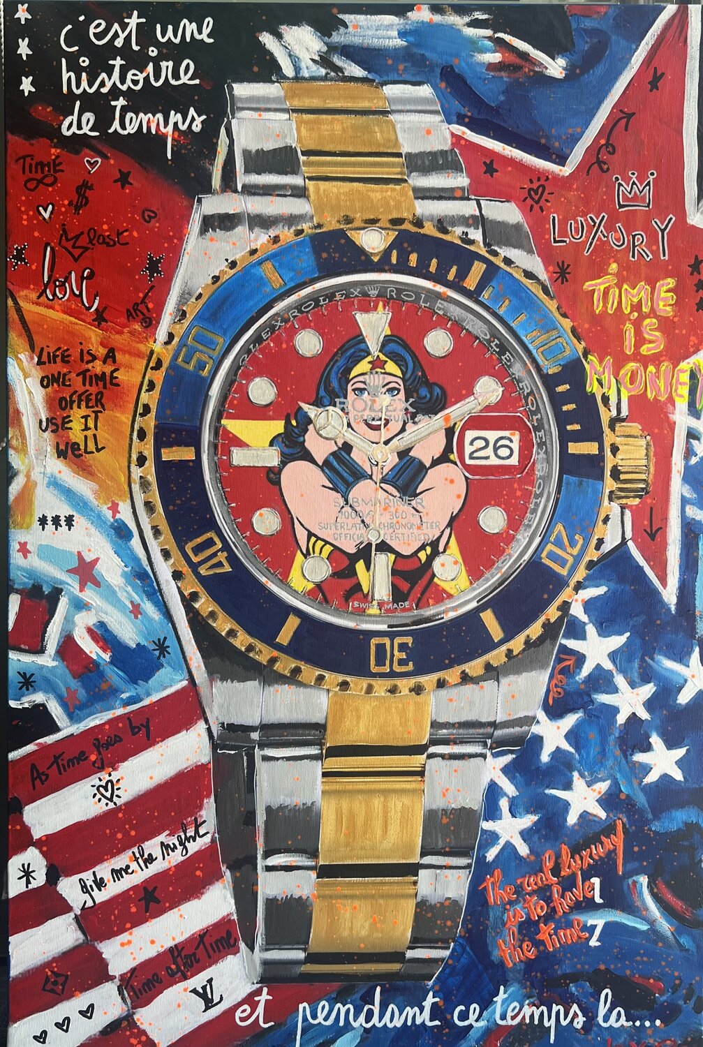 Rolex Wonder Woman jo y posso Original painting for sale