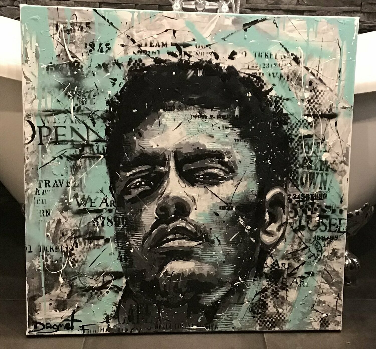Blue man Fabienne Dagnet Original painting for sale