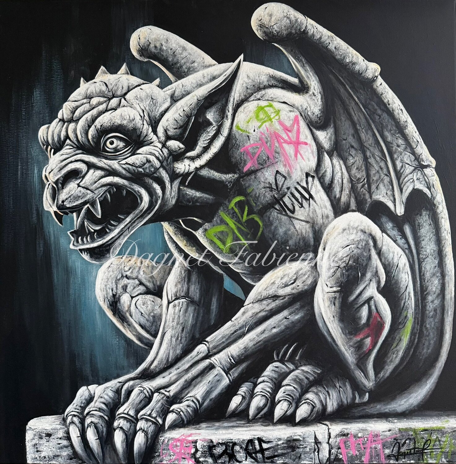 Gargouille urbaine Fabienne Dagnet Original painting for sale