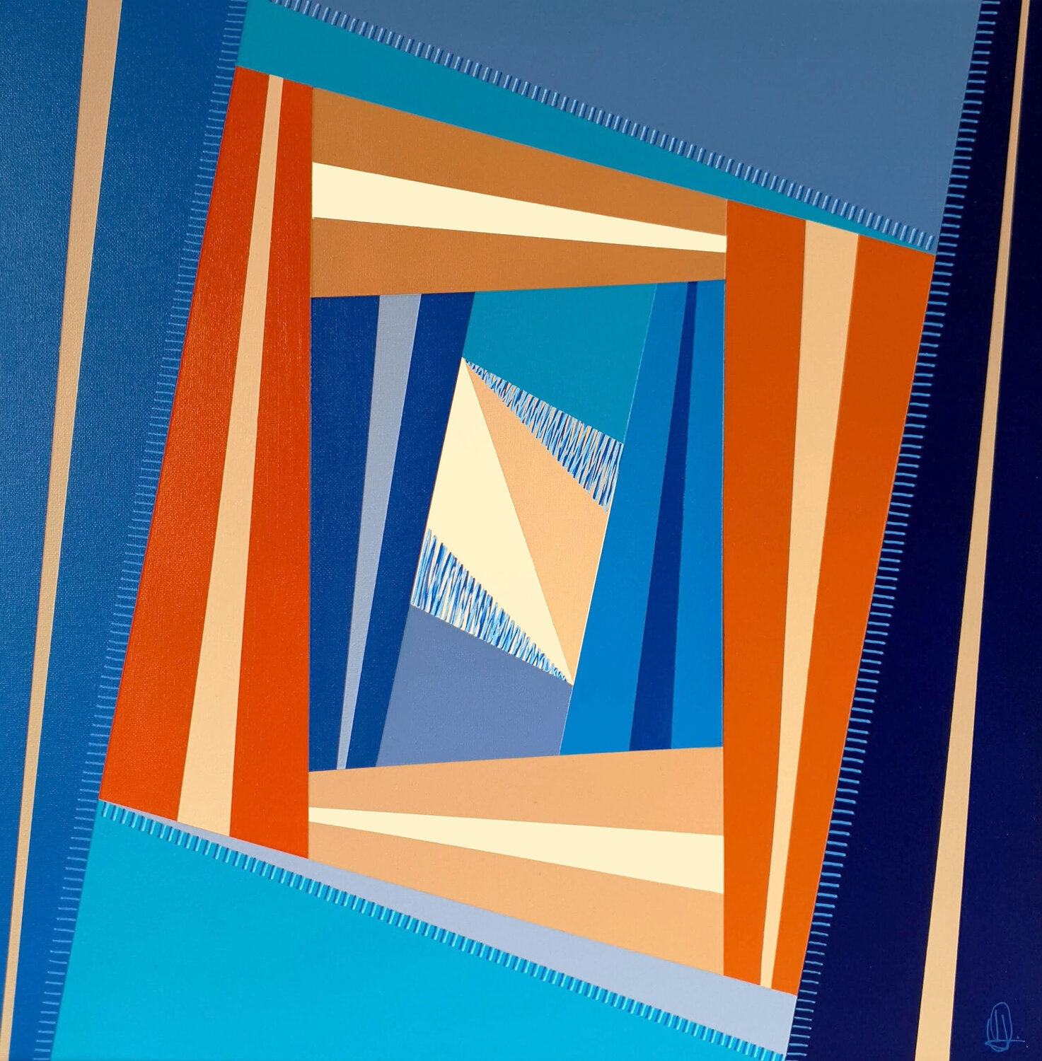 Blue scape Diana Large Original painting for sale