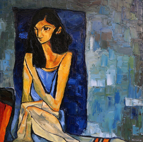 Blue Presence by Christos Baloukos, Painting for Sale on Select