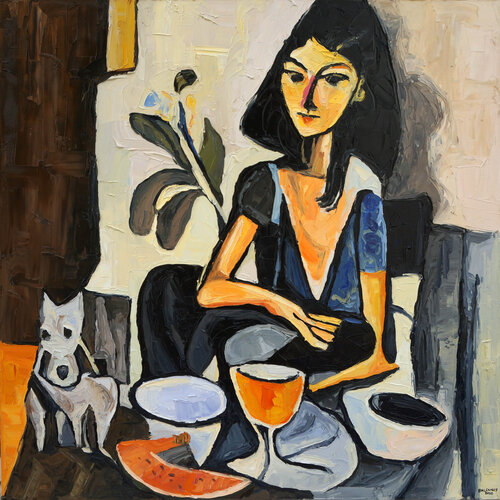Quiet Company by Christos Baloukos, Painting for Sale on Select