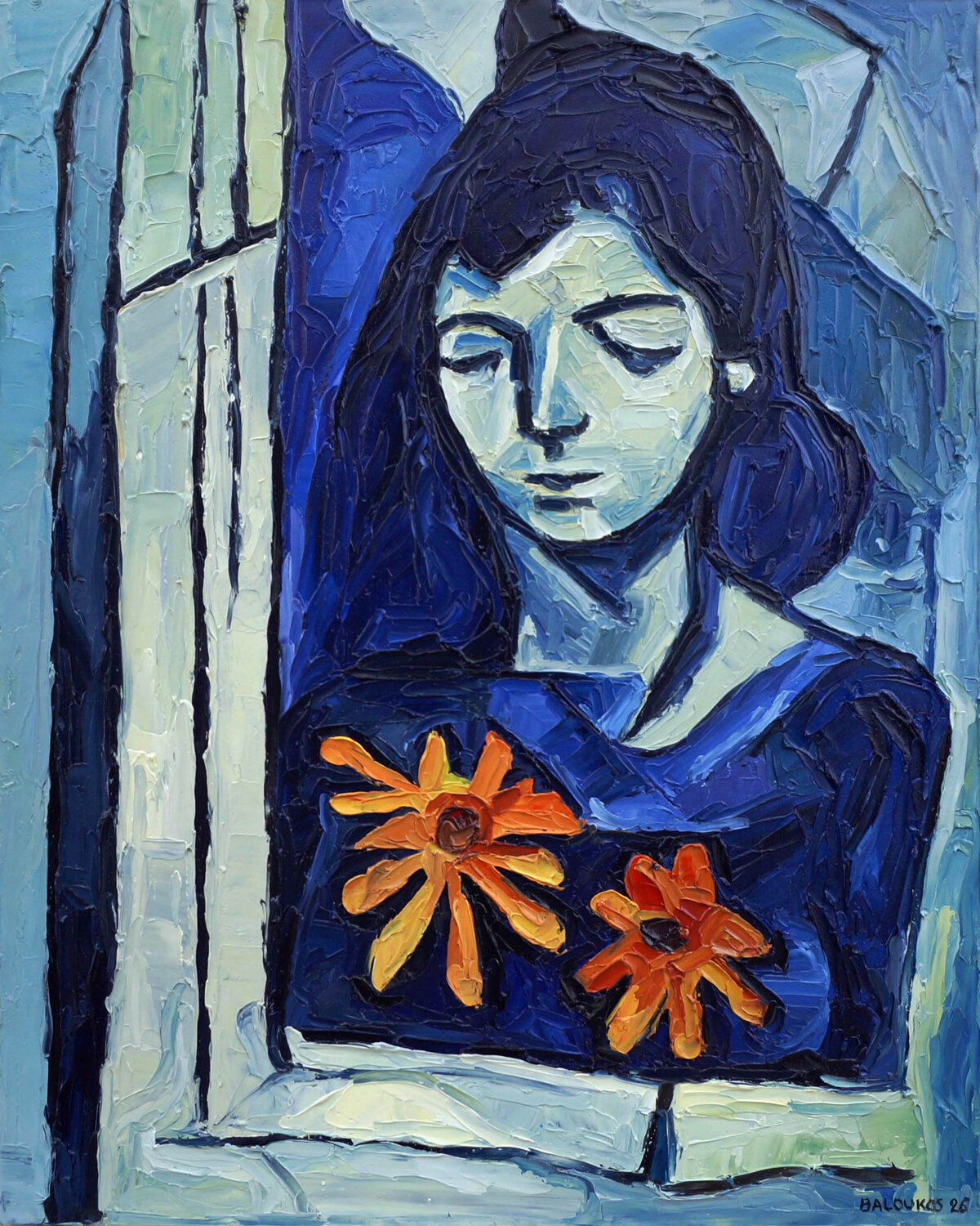 Blue Offering Christos Baloukos Original painting for sale