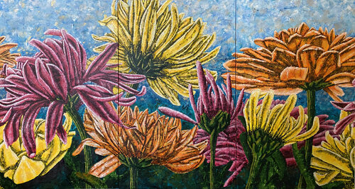 Emperor’s Fairy Tale Forest | Chrysanthemum floral by Elise Eekhout, Painting for Sale on Select