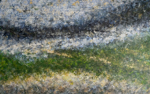 Drowned Land 03 | Abstract Landscape with green and blue tones by Elise Eekhout, Painting for Sale on Select